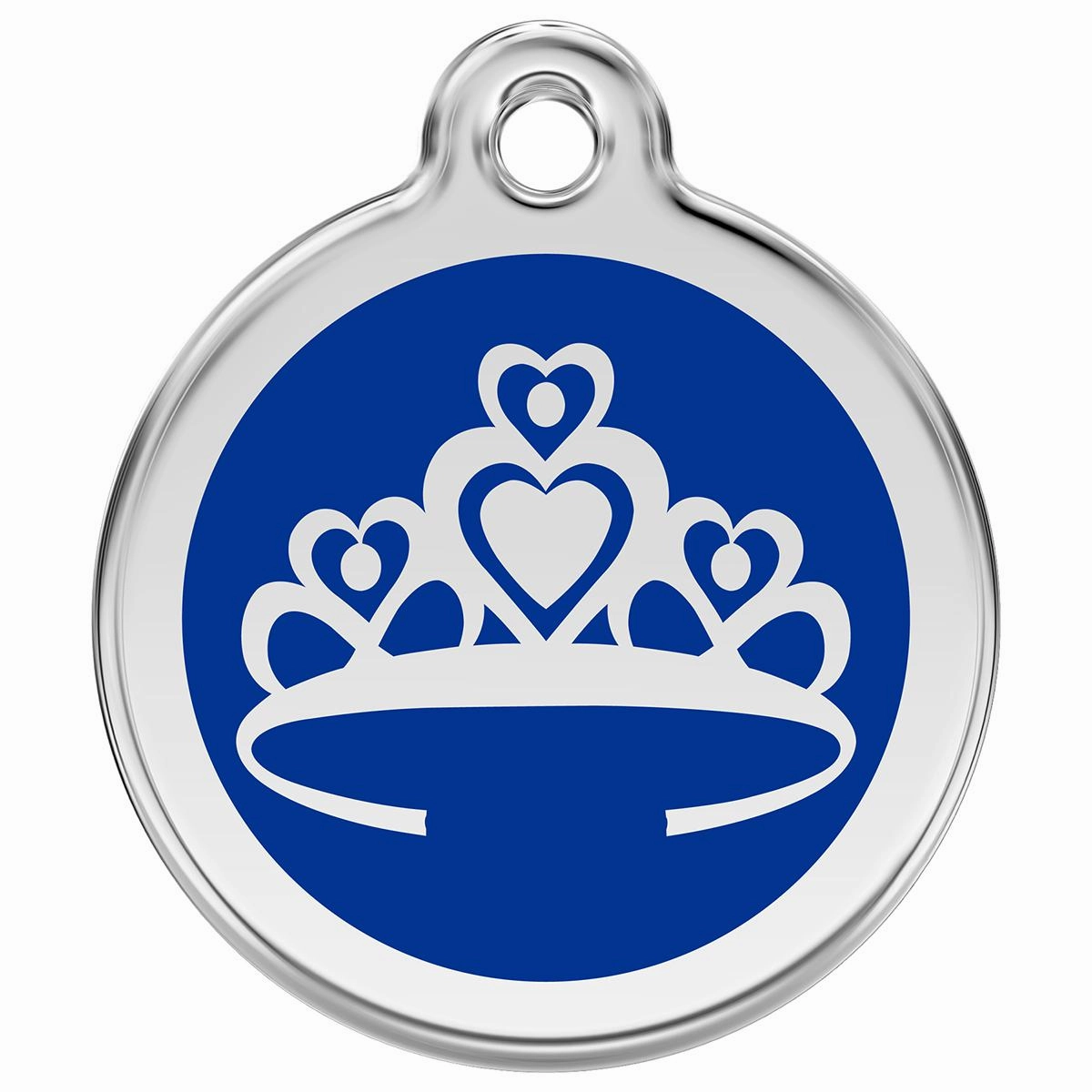 Stainless Steel And Enamel Crown Dark Blue Dog ID Tag