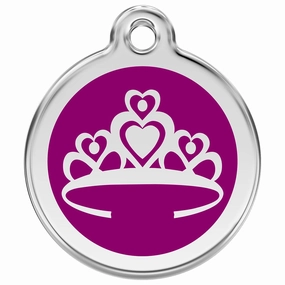Stainless Steel And Enamel Crown Purple Dog ID Tag