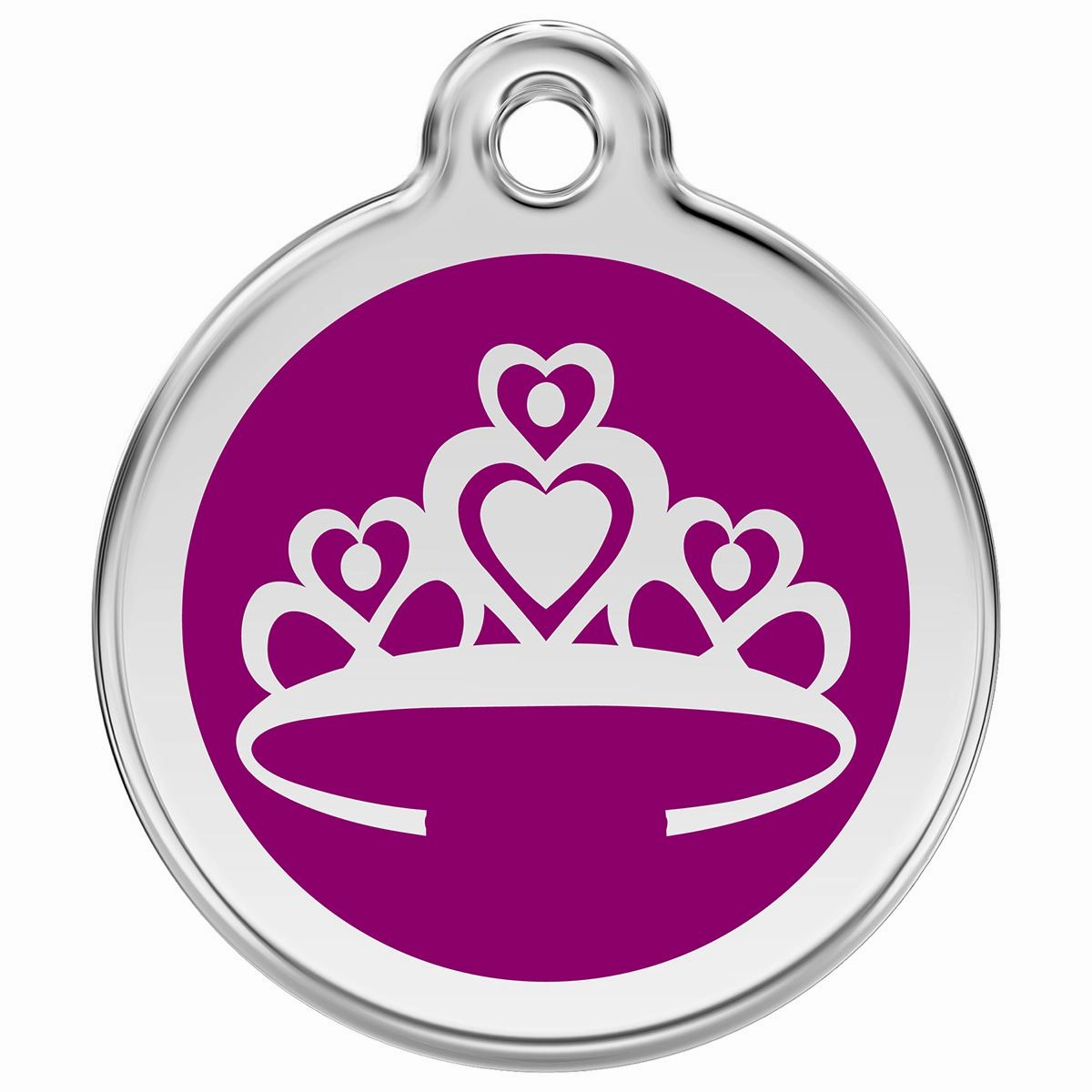 Stainless Steel And Enamel Crown Purple Dog ID Tag