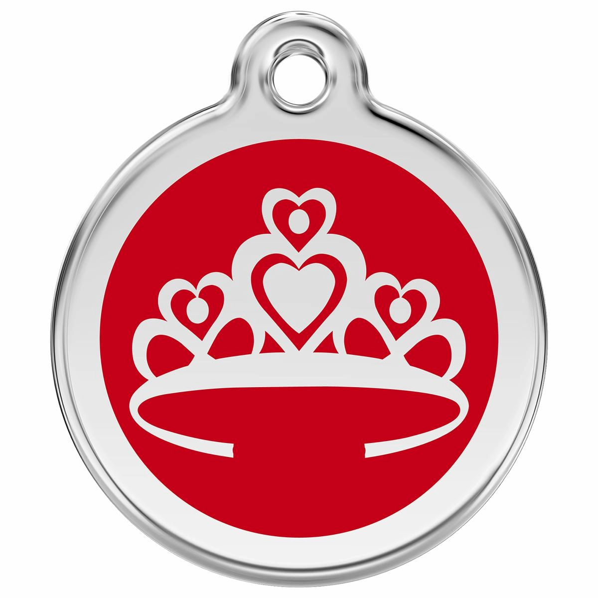 Stainless Steel And Enamel Crown Red Dog ID Tag
