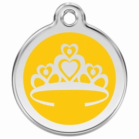 Stainless Steel And Enamel Crown Yellow Dog ID Tag