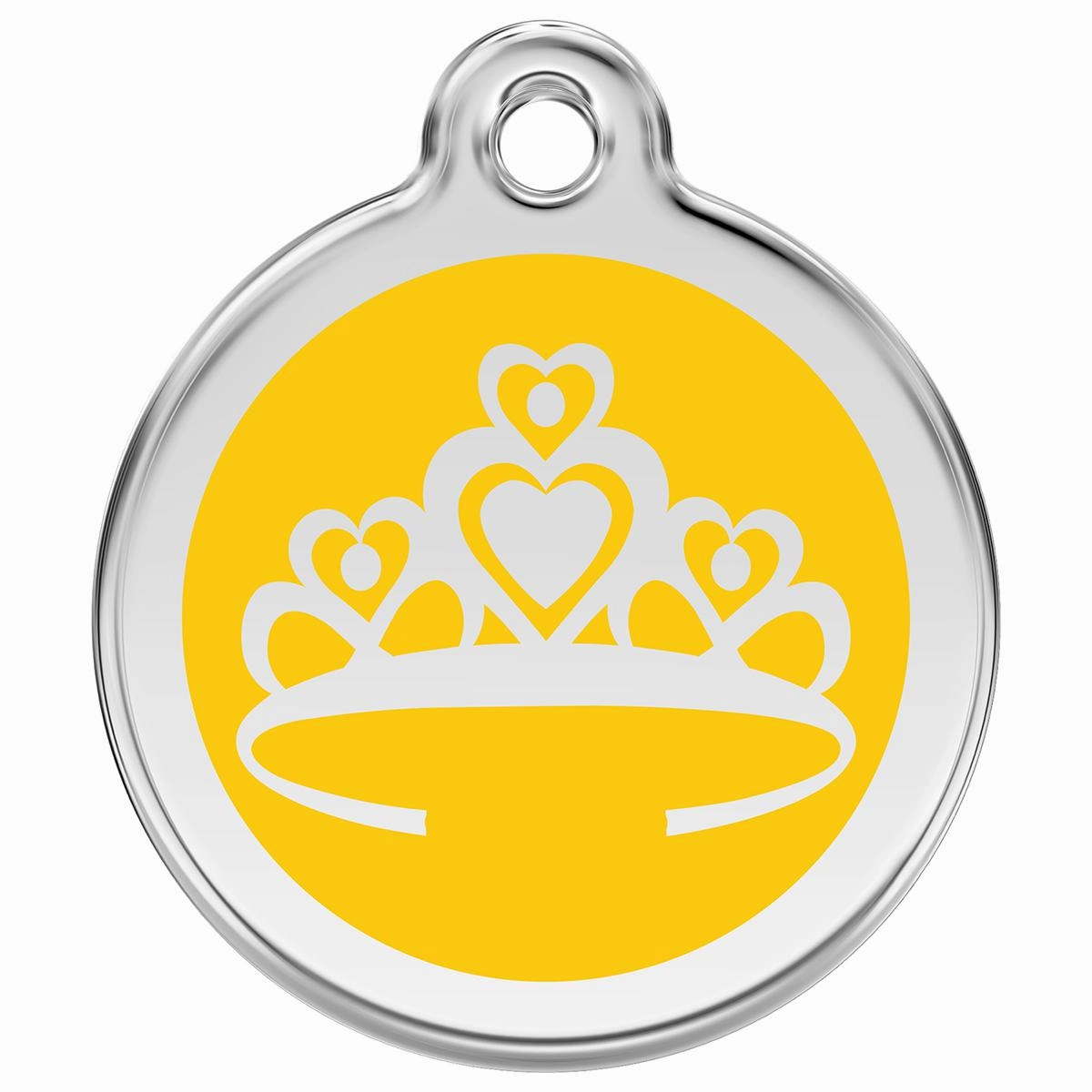 Stainless Steel And Enamel Crown Yellow Dog ID Tag