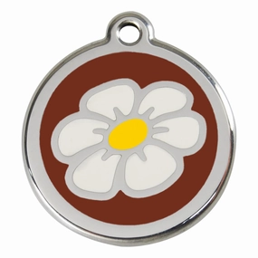 Stainless Steel And Enamel Daisy Brown Dog ID Tag