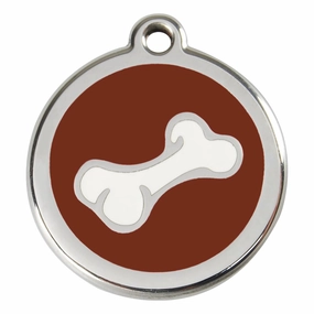 Stainless Steel And Enamel Diagonal Bone Brown Dog ID Tag