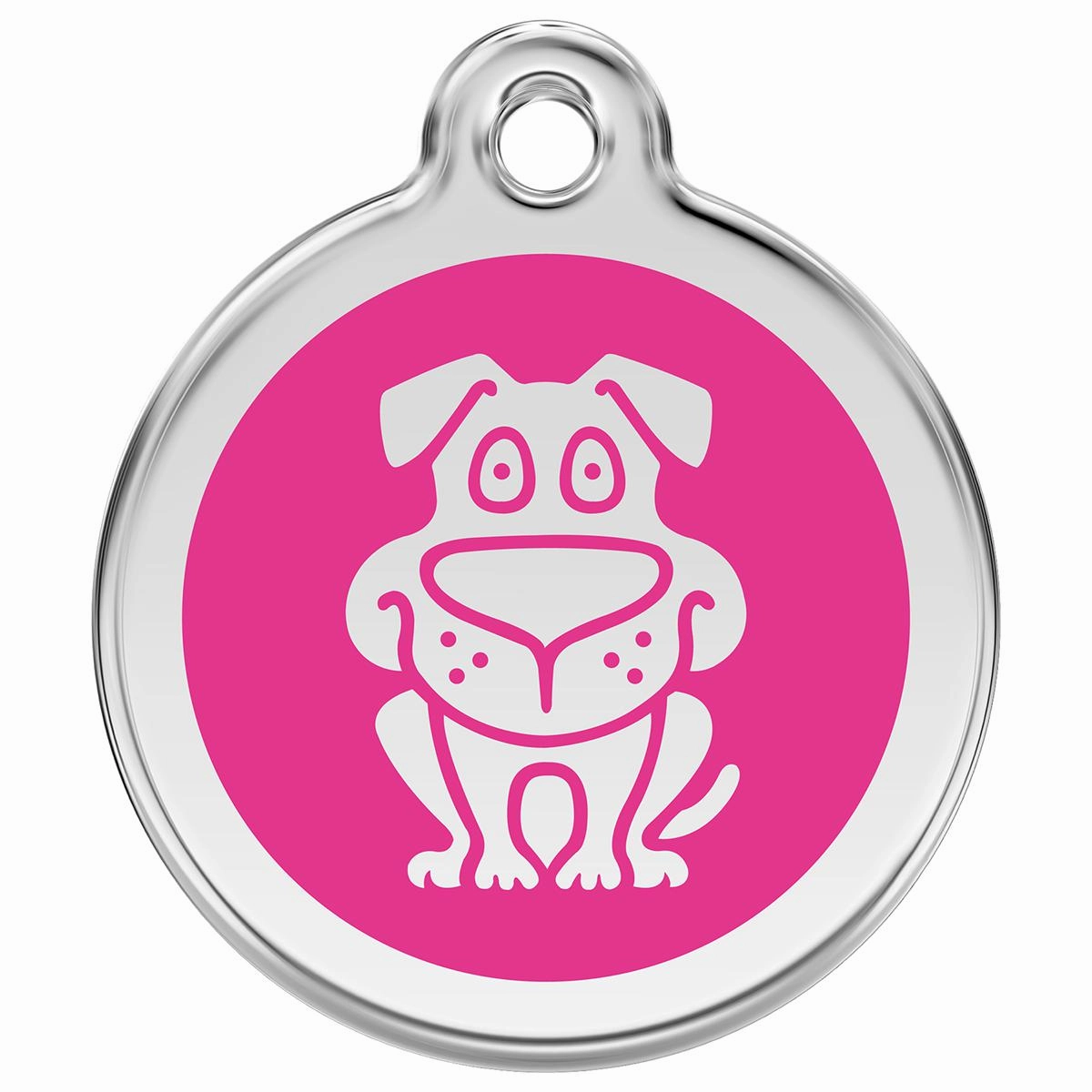 Stainless Steel And Enamel Dog Hot Pink Dog ID Tag