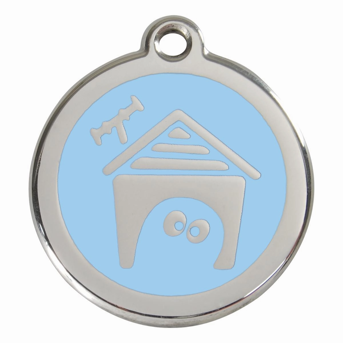 Stainless Steel And Enamel Dog House Light Blue Dog ID Tag