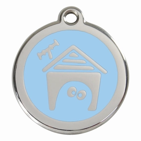 Stainless Steel And Enamel Dog House Light Blue Dog ID Tag