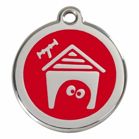 Stainless Steel And Enamel Dog House Red Dog ID Tag
