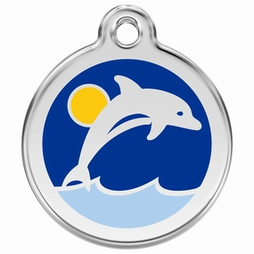 Stainless Steel And Enamel Dolphin Dog ID Tag