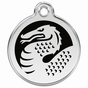 Stainless Steel And Enamel Dragon Black Dog ID Tag