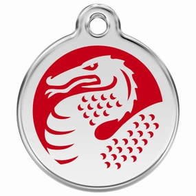 Stainless Steel And Enamel Dragon Red Dog ID Tag
