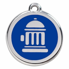 Stainless Steel And Enamel Fire Hydrant Dark Blue Dog ID Tag