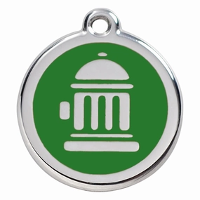 Stainless Steel And Enamel Fire Hydrant Green Dog ID Tag