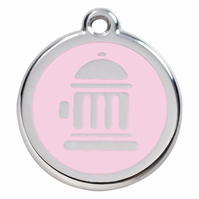 Stainless Steel And Enamel Fire Hydrant Pink Dog ID Tag