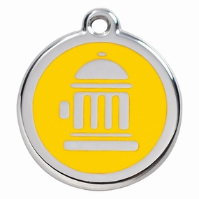 Stainless Steel And Enamel Fire Hydrant Yellow Dog ID Tag