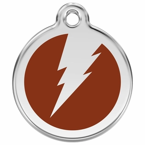 Stainless Steel And Enamel Flash Brown Dog ID Tag