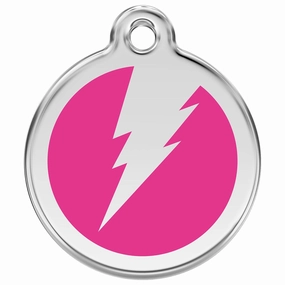 Stainless Steel And Enamel Flash Hot Pink Dog ID Tag