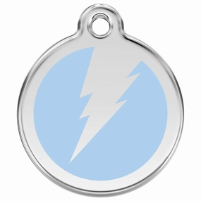 Stainless Steel And Enamel Flash Light Blue Dog ID Tag