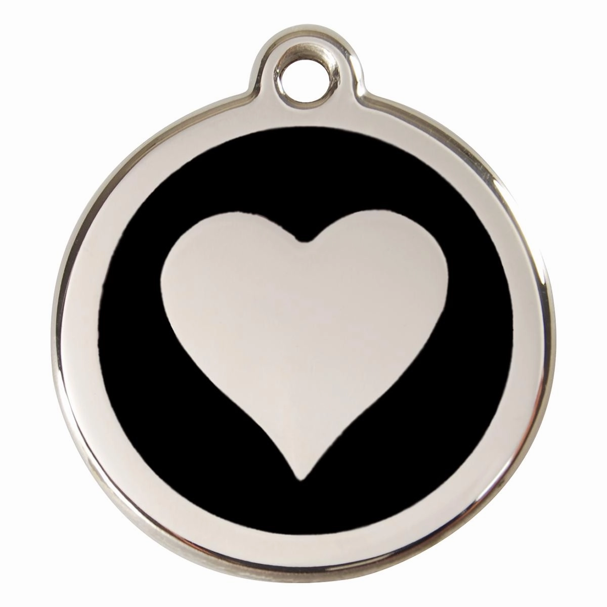 Stainless Steel And Enamel Heart Black Dog ID Tag