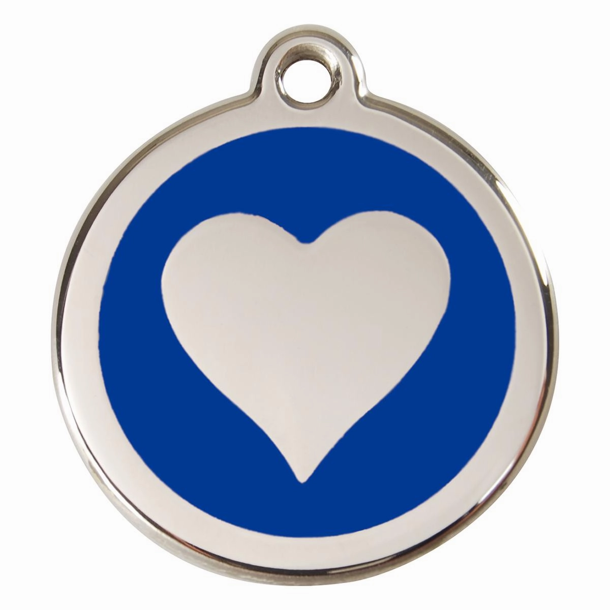 Stainless Steel And Enamel Heart Dark Blue Dog ID Tag