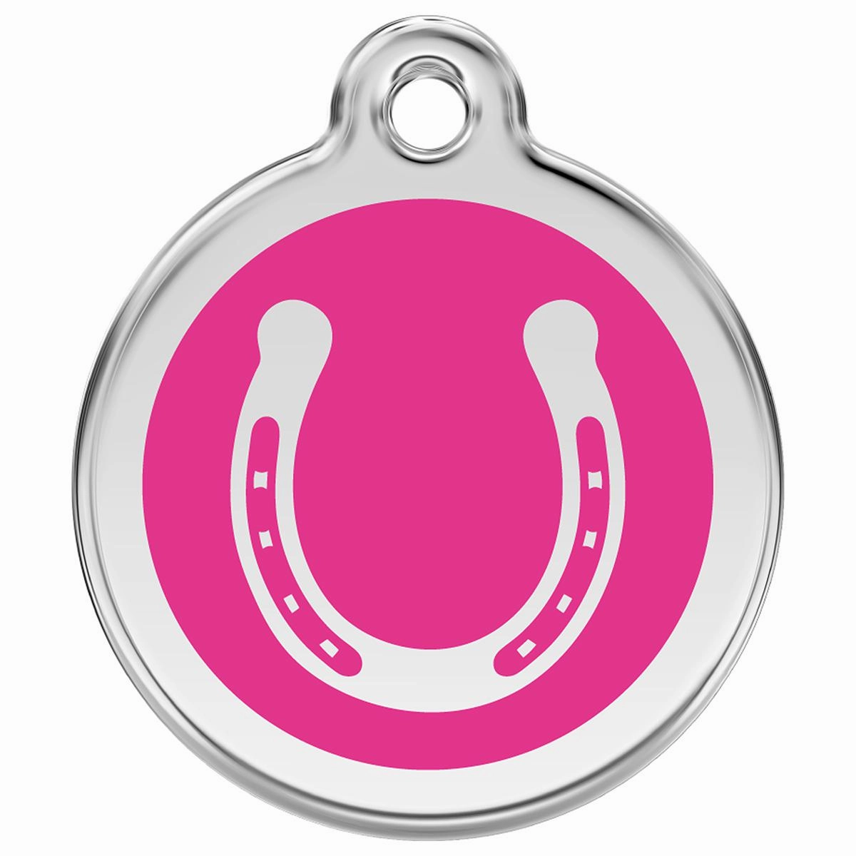 Stainless Steel And Enamel Horseshoe Hot Pink Dog ID Tag
