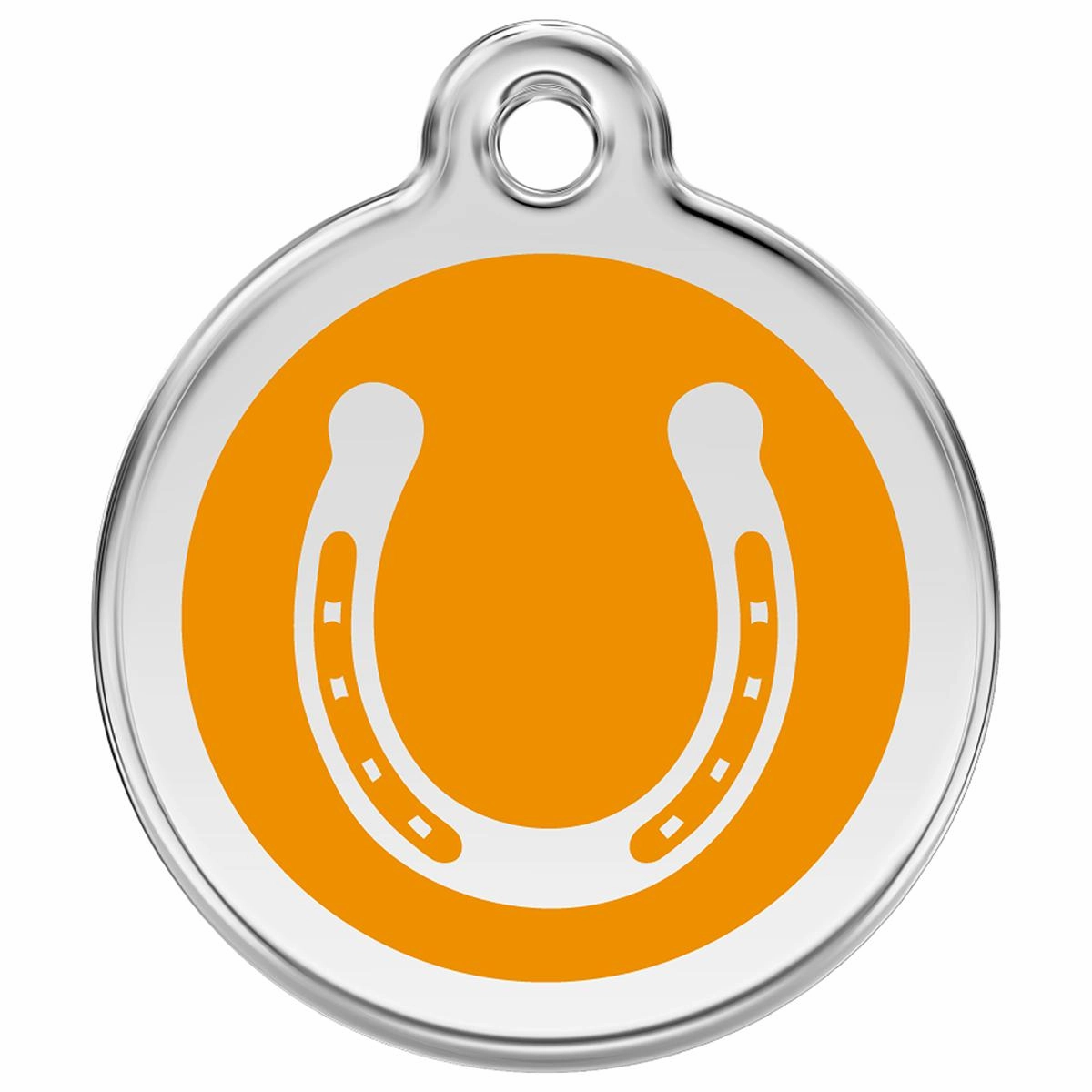 Stainless Steel And Enamel Horseshoe Orange Dog ID Tag