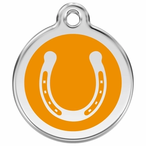Stainless Steel And Enamel Horseshoe Orange Dog ID Tag