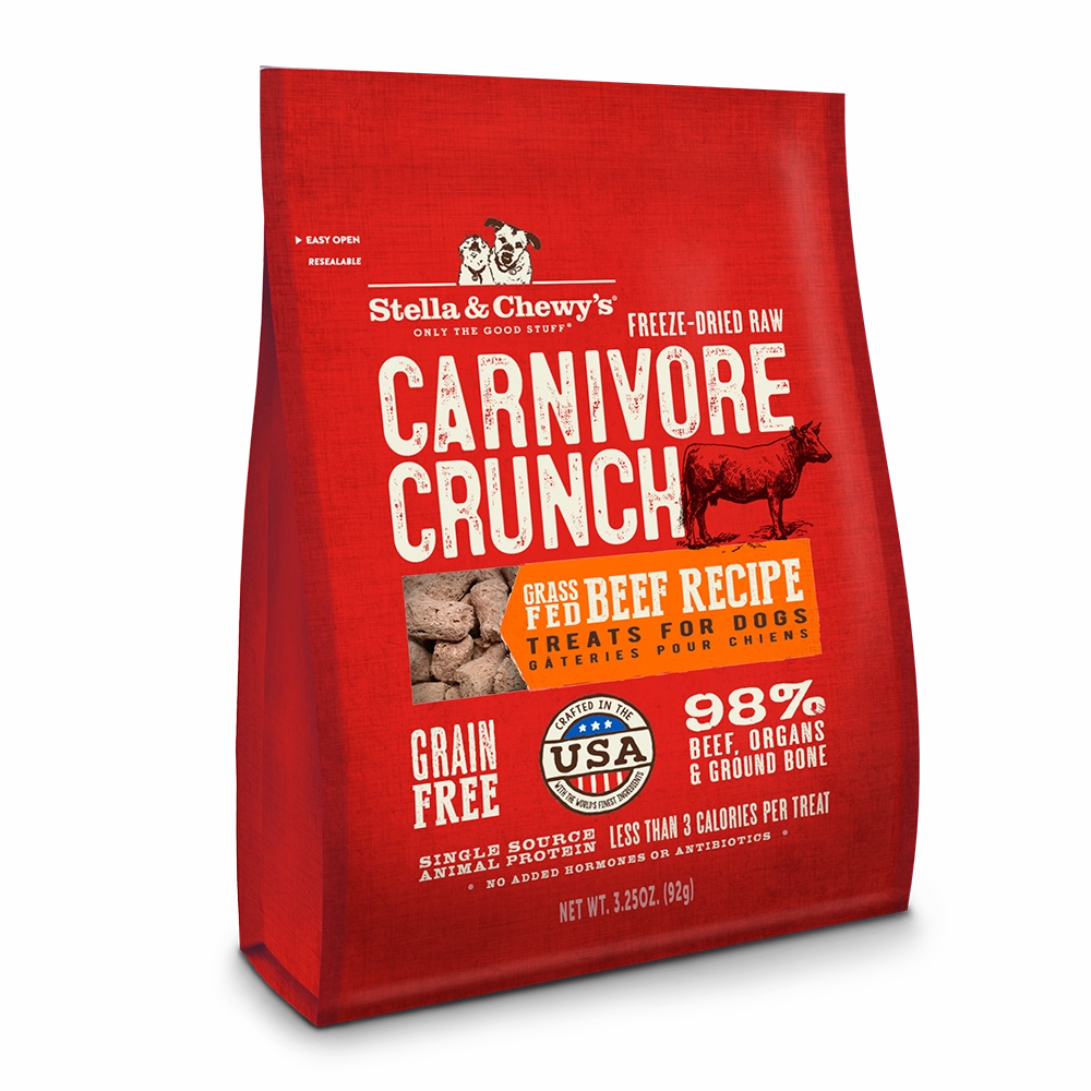 Stella & Chewy's Dog Treat - Carnivore Crunch Grass-Fed Beef Recipe 3.25oz