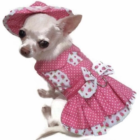 Strawberry Patch Dog Harness Dress Set