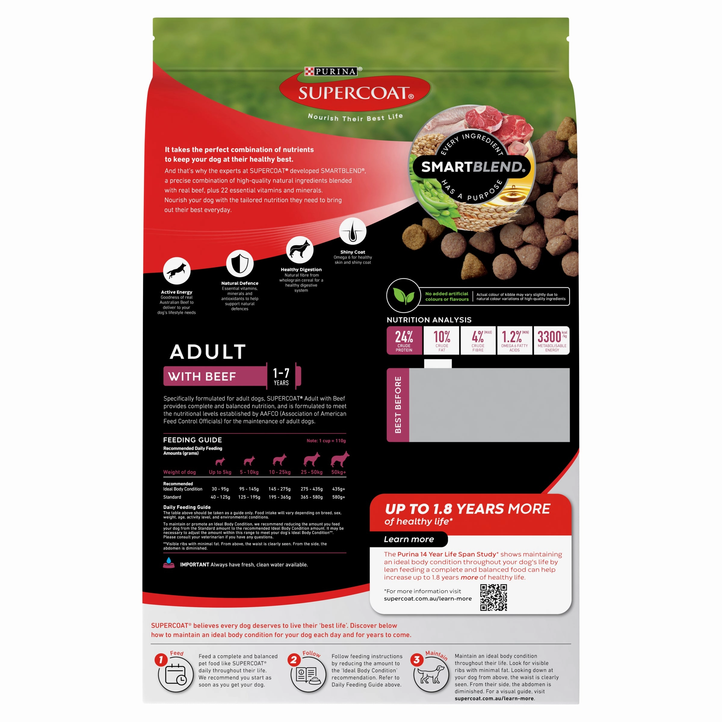 Supercoat - Adult with Beef Dog Dry Food (2.8kg)