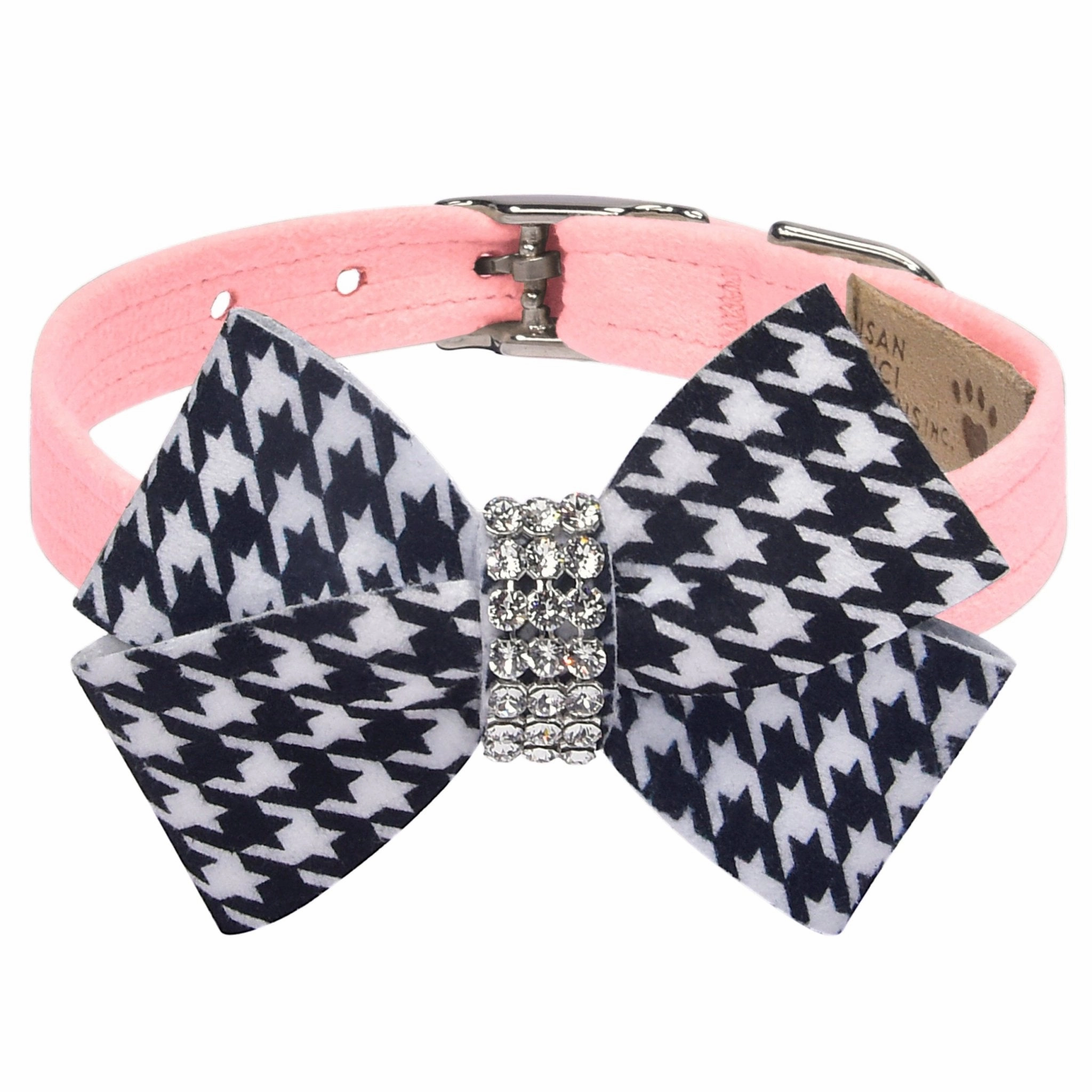 Susan Lanci Black and White Houndstooth Nouveau Bow Collar in Many Colors
