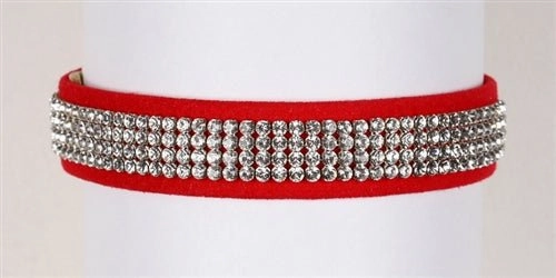 Susan Lanci Crystal 4 Row Giltmore 5/8" Ultrasuede Collars in Many Colors
