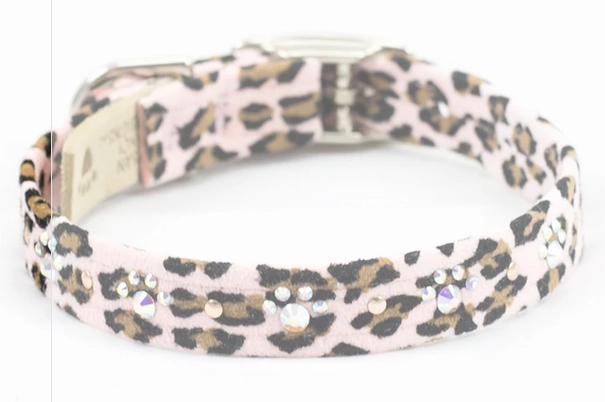 Susan Lanci Crystal Paw Collar in Pink Cheetah