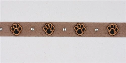 Susan Lanci Embroidered Paws with Studs Ultrasuede Dog Collar