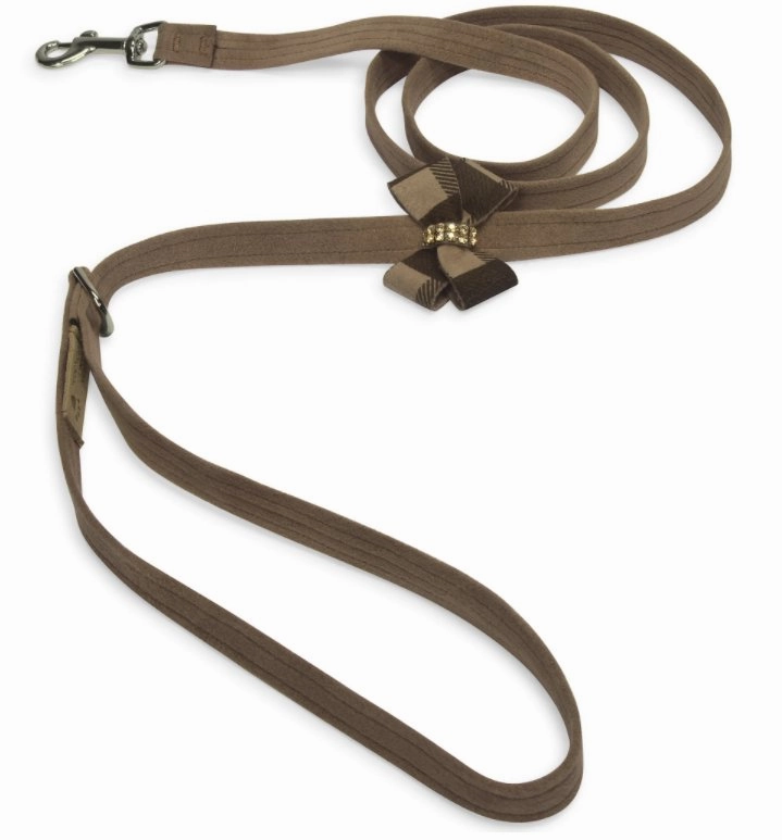 Susan Lanci Fawn Gingham Nouveau Bow Ultrasuede Collar