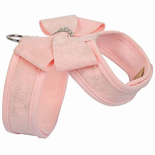 Susan Lanci Puppy Pink Glitzerati Nouveau Bow Tinkie Harness with Puppy Pink Trim