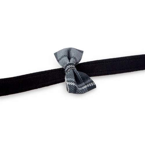 Susan Lanci Scotty Leash Charcoal Plaid Bow Tie