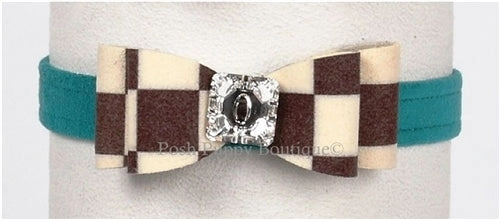 Susan Lanci Windsor Check Collection Ultrasuede Collars- Big Bow Style and Many Colors