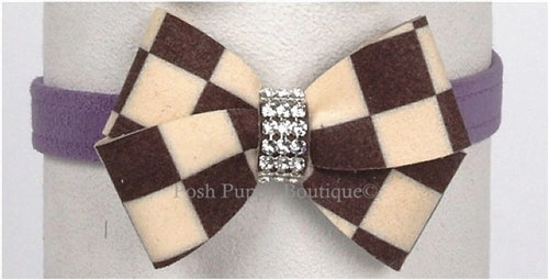 Susan Lanci Windsor Check Collection Ultrasuede Collars- Nouveau Bow Style and Many Colors