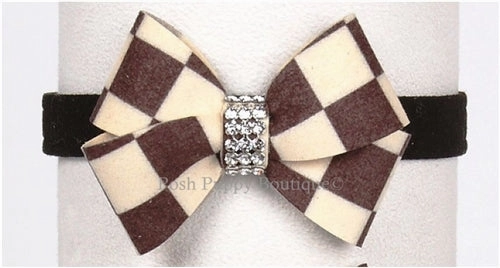 Susan Lanci Windsor Check Collection Ultrasuede Collars- Nouveau Bow Style and Many Colors