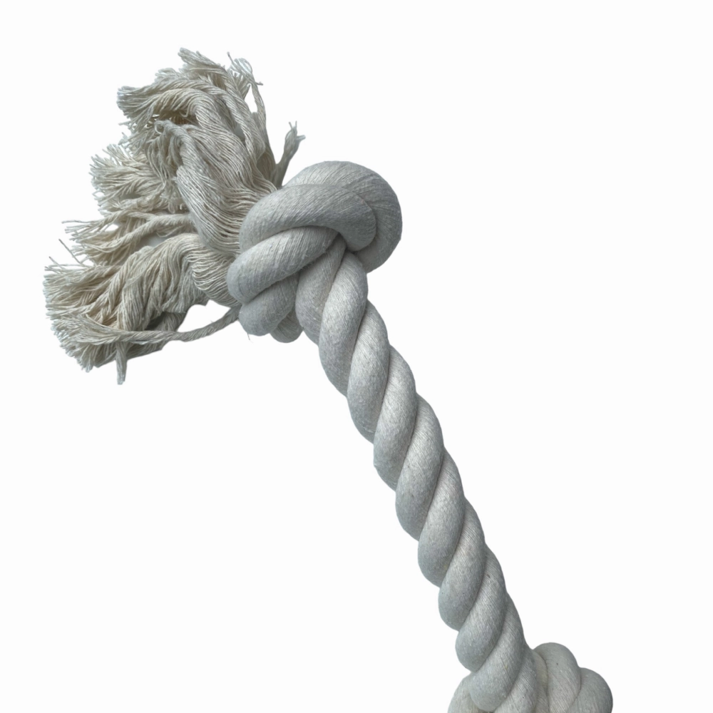Talking Dog Club Extra Large Tug Ball and Rope Toy for Dogs (White/Brown)