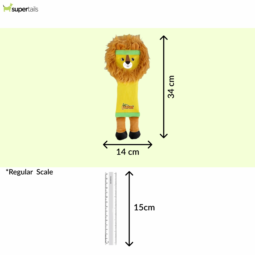 Talking Dog Club Tough Lion Squeaky Plush Toy for Dogs (Yellow)