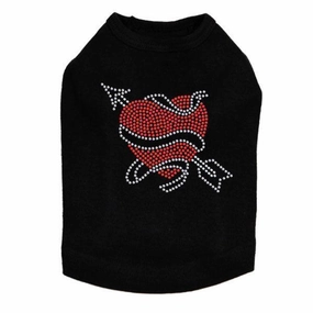 Tattoo Heart With Arrow Rhinestone Dog Tank