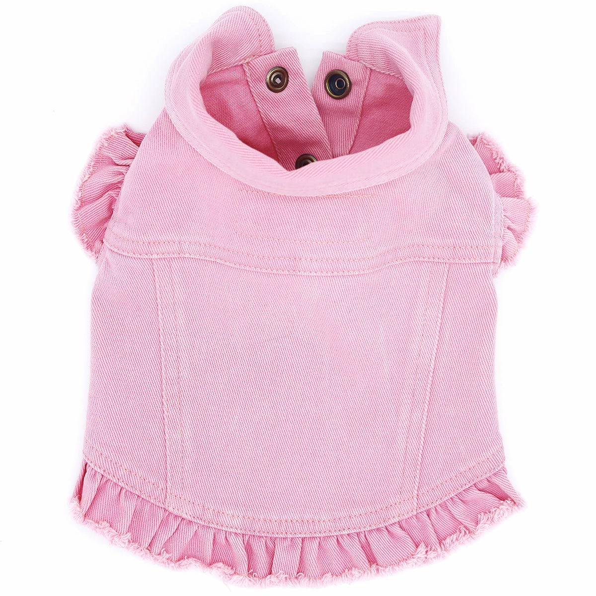 The Audrey Hepburn Denim Dog Jacket With Ruffles