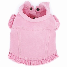 The Audrey Hepburn Denim Dog Jacket With Ruffles