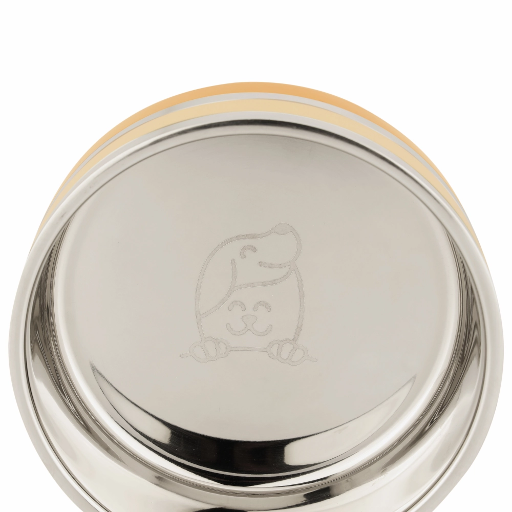 The Happy Lots Anti Skid And Mirror SnuggleBowl for Dogs and Cats (Yellow/White)