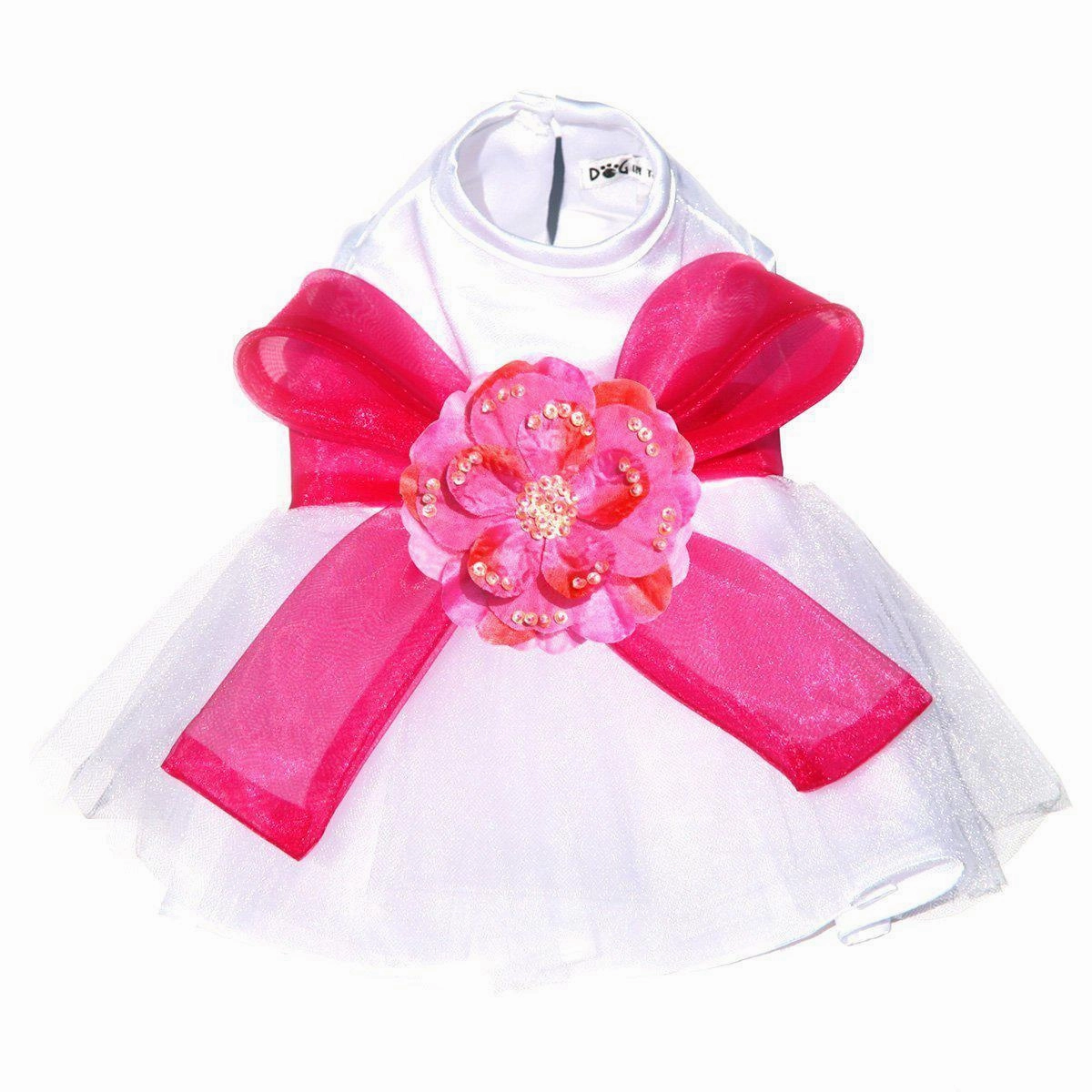The Madeleine Dog Dress With Hot Pink Sash