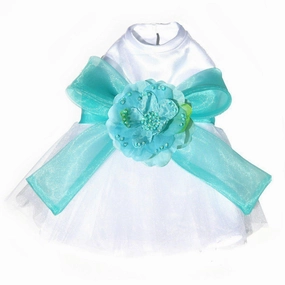 The Madeleine Dog Dress With Tiffany Blue Sash