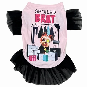 The Papaw Cartel Spolied Brat Frilled Tshirt Dress for Dogs (Pink)