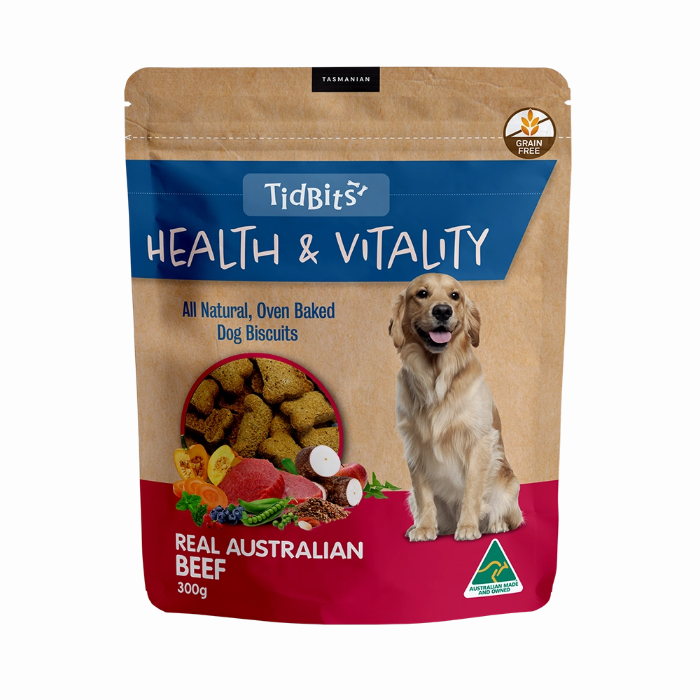TidBits - Health & Vitality Grain Free Beef Dog Biscuits (350g)